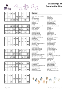 eksempel bingobrett musikk bingo 90