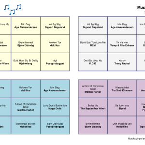 90s Norsk Musikk Bingo 30 bingobrett