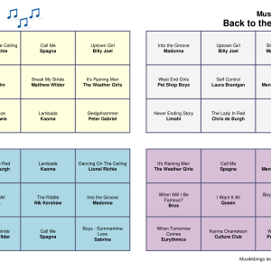 Back To The 80s Musikk Bingo 30 Vol 1 bingobrett