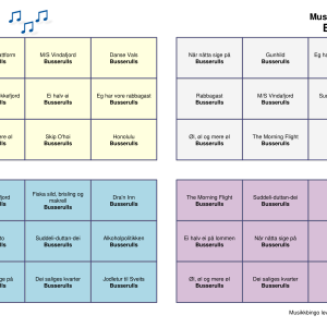 Busserulls musikk bingo 30 bingobrett