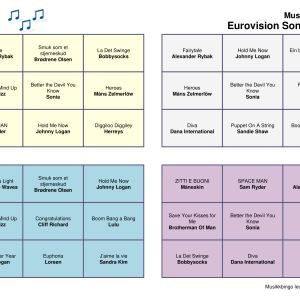 Eurovision Song Contest Musikk Bingo 30 bingobrett