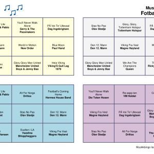 Fotball Hymner musikk bingo 30 bingobrett