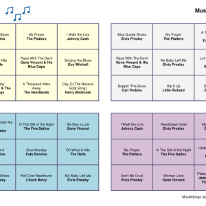 Hits 1956 musikk bingo 30 bingobrett