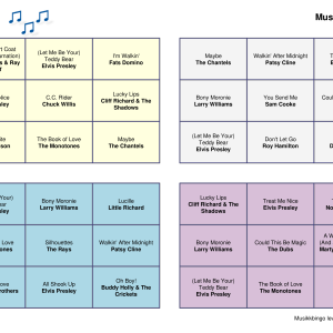 Hits 1957 musikk bingo 30 bingobrett