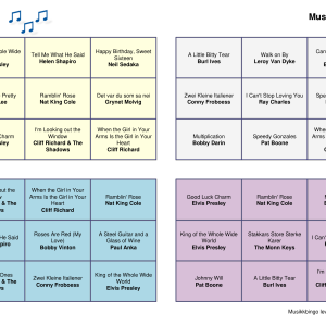 Hits 1962 musikk bingo 30 bingobrett