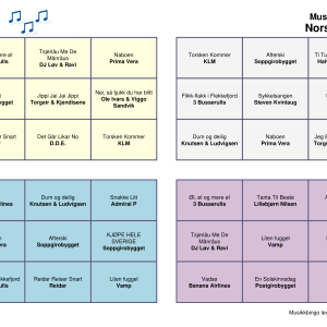 Norsk Allsang Musikk Bingo 30 bingobrett