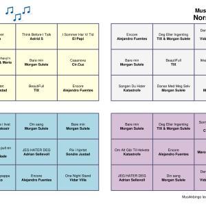 Norsk Ny Pop Musikk Bingo 30 bingobrett