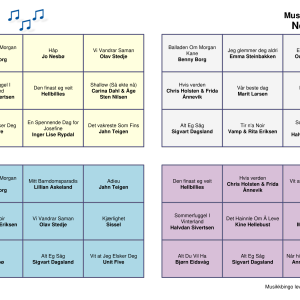 Norsk Viser Musikk Bingo 30 bingobrett