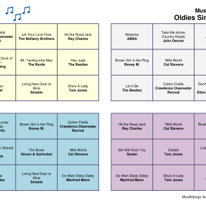 Oldies Sing-A-Long Musikk Bingo 30 bingobrett