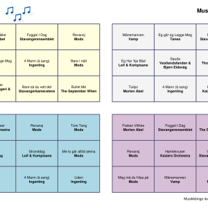 Rogaland Musikk Bingo 30 bingobrett