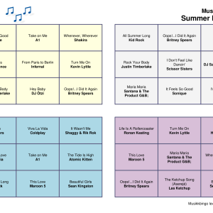 Summer in the 00s Musikk Bingo 30 bingobrett