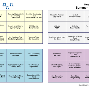 Summer in the 70s Musikk Bingo 30 bingobrett