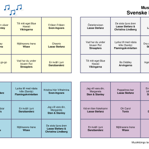 Svenske Dansband Musikk Bingo 30 bingobrett