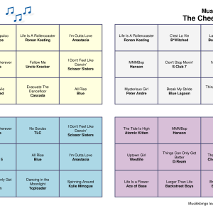 The Cheesy Songs Musikk Bingo 30 bingobrett