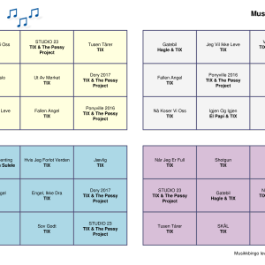 TIX Musikk Bingo 30 bingobrett