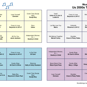 US 2000s Top Songs Musikk Bingo 30 bingobrett