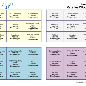 Vazelina Bilopphøggers Musikk Bingo 30 bingobrett