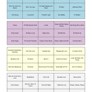 Hits 1954-1959 Musikk Bingo 60 bingobrett