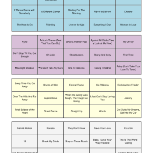 Hits 1980-1989 Musikk Bingo 60 bingobrett