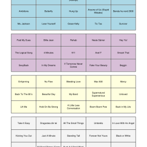 Hits 2000-2009 Musikk Bingo 60 bingobrett