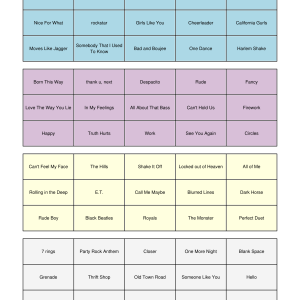 US 2010s Top Songs Musikk Bingo 60 bingobrett