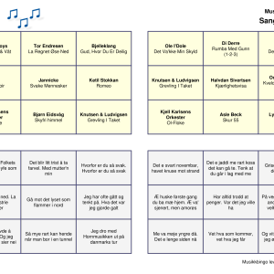 Sangtekst Vol 2 Musikk Bingo Quiz 30 bingobrett