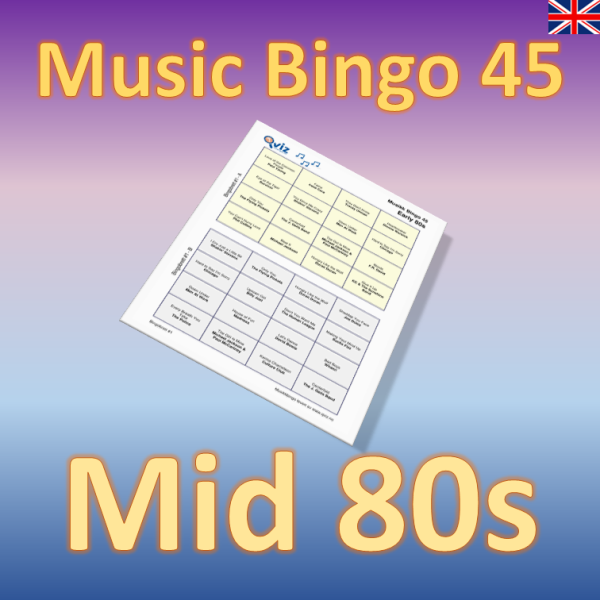 Mid 80s Musikk Bingo 45