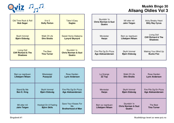 Allsang Oldies - Musikk Bingo - Bilde 6