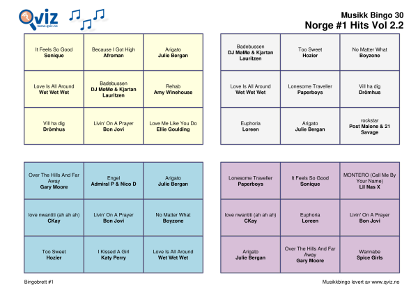 Norge #1 Hits Vol 2 - Musikk Bingo - Bilde 4