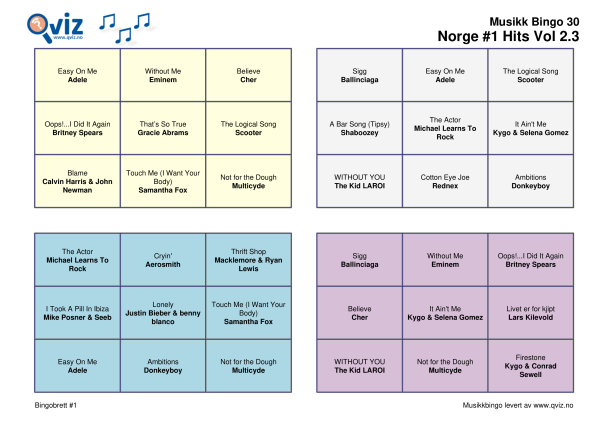 Norge #1 Hits Vol 2 - Musikk Bingo - Bilde 6