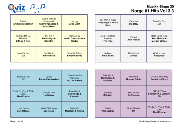 Norge #1 Hits Vol 3 - Musikk Bingo - Bilde 6