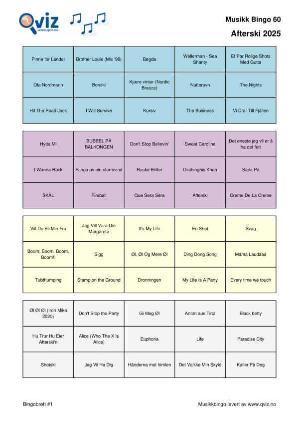 Afterski 2025 - Musikk Bingo - Bilde 14