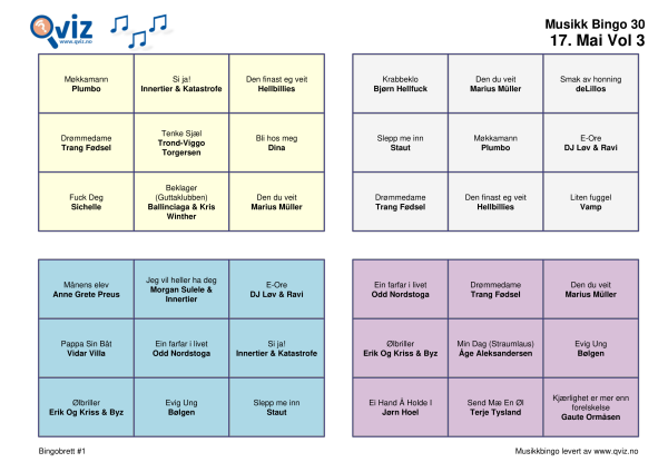 17. Mai - Musikk Bingo - Bilde 14