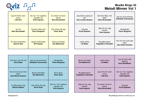 Melodi Minner - Musikk Bingo - Bilde 9