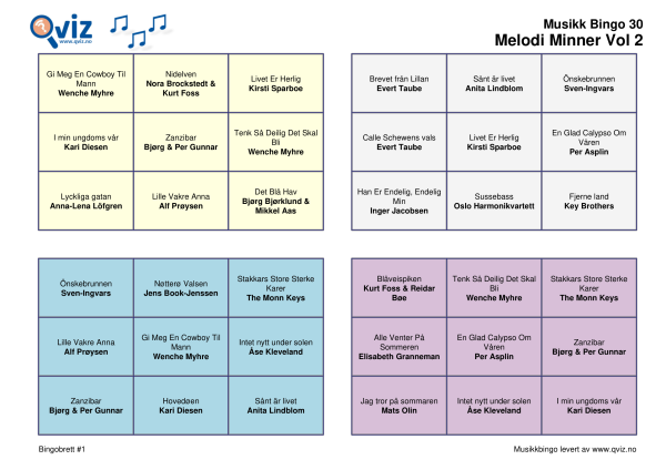Melodi Minner - Musikk Bingo - Bilde 5