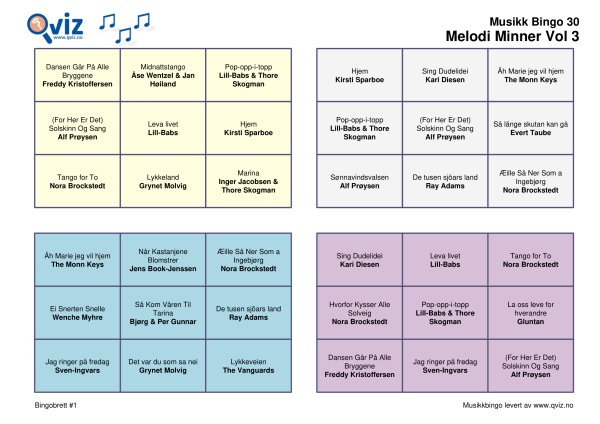 Melodi Minner - Musikk Bingo - Bilde 7