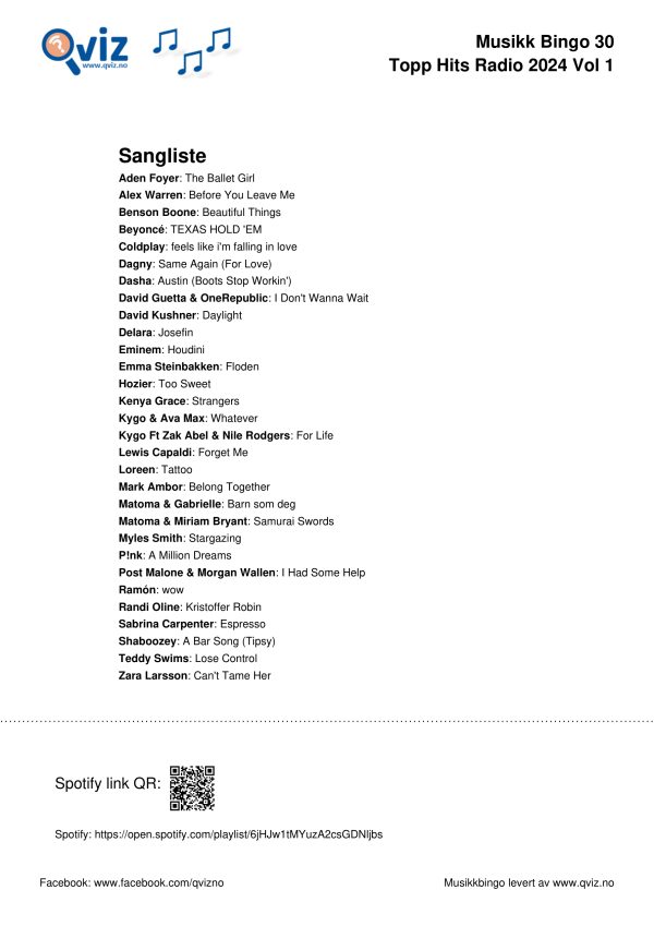 Topp Hits Radio 2024 - Musikk Bingo - Bilde 3