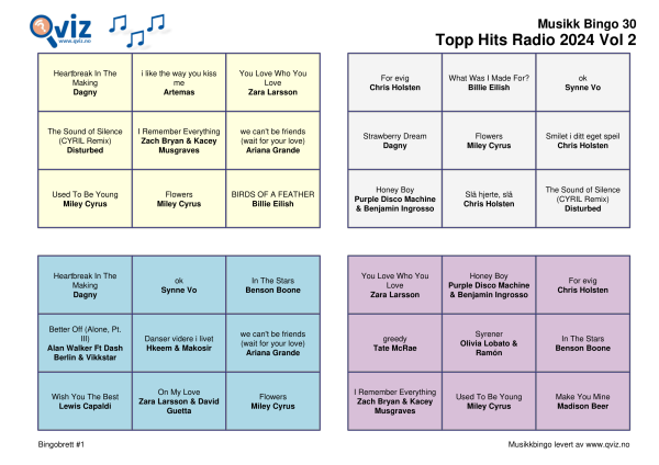 Topp Hits Radio 2024 - Musikk Bingo - Bilde 4