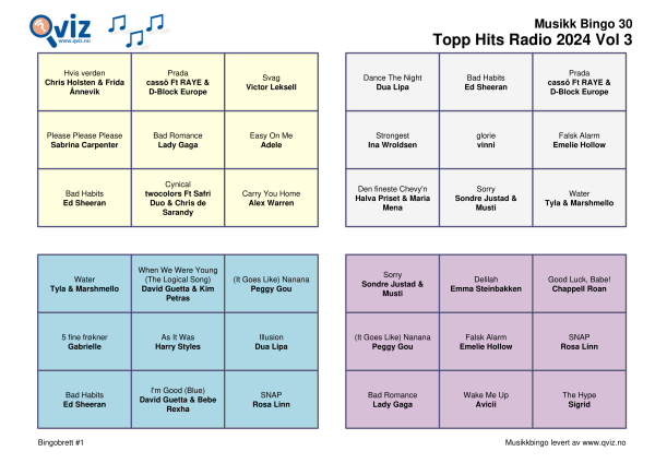 Topp Hits Radio 2024 - Musikk Bingo - Bilde 6
