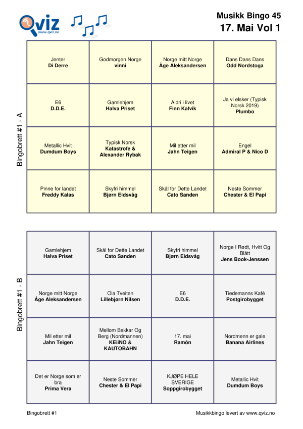 17. Mai - Musikk Bingo - Bilde 11