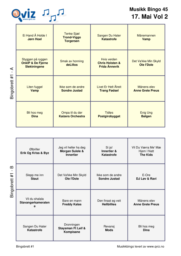 17. Mai - Musikk Bingo - Bilde 9