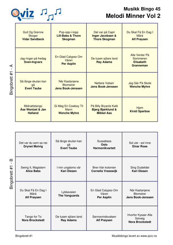 Melodi Minner - Musikk Bingo - Bilde 11