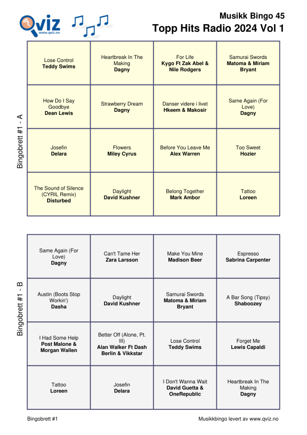 Topp Hits Radio 2024 - Musikk Bingo - Bilde 10
