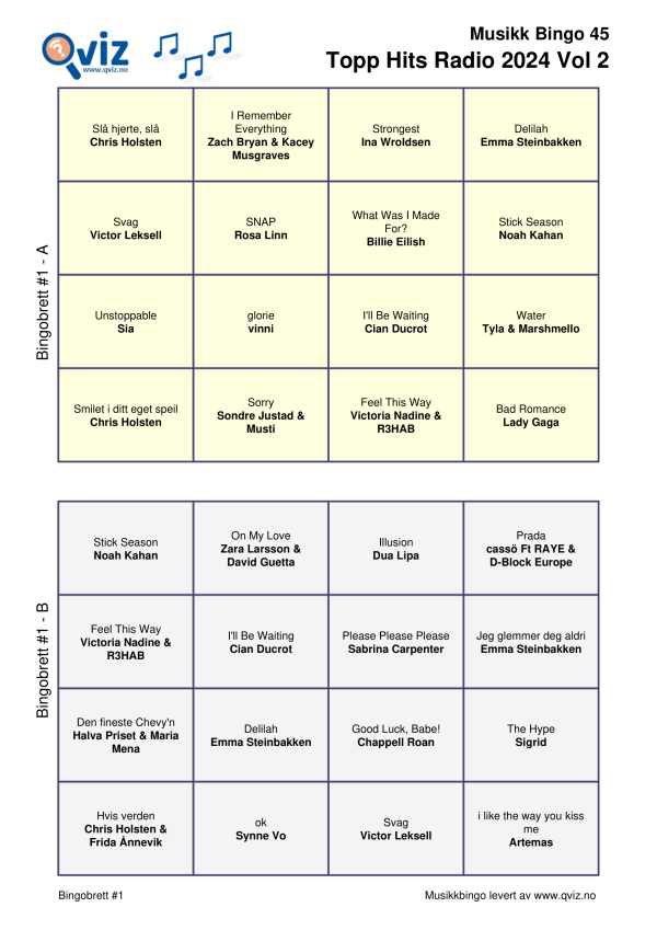 Topp Hits Radio 2024 - Musikk Bingo - Bilde 12