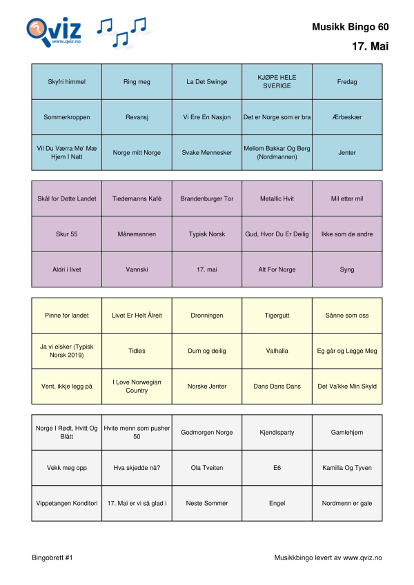 17. Mai - Musikk Bingo - Bilde 6