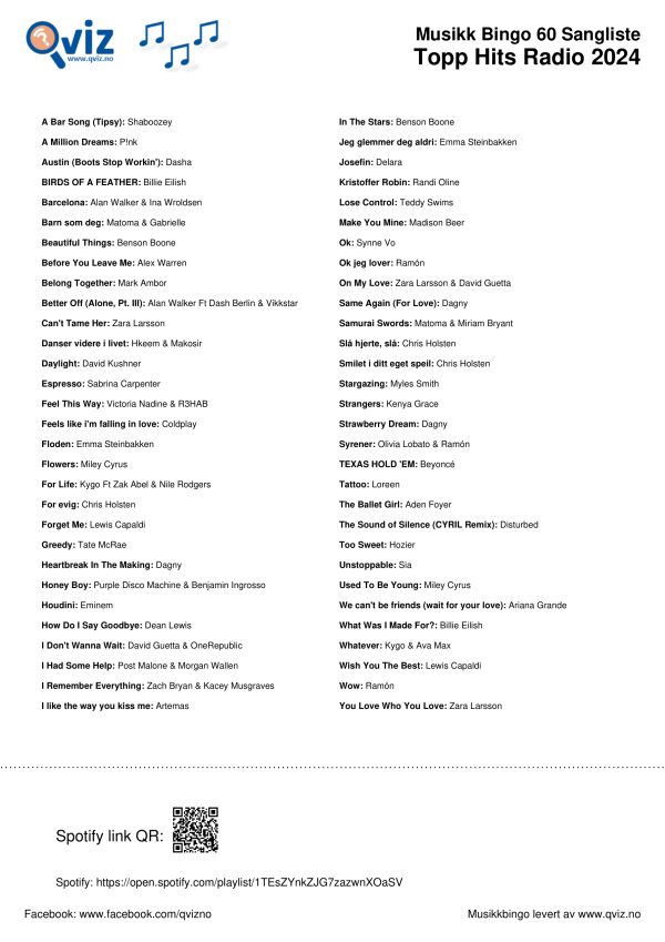Topp Hits Radio 2024 - Musikk Bingo - Bilde 15