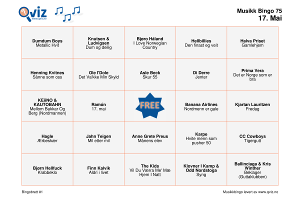 17. Mai - Musikk Bingo - Bilde 4