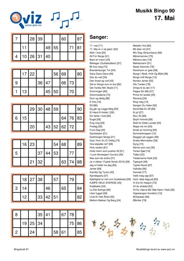 17. Mai - Musikk Bingo - Bilde 3