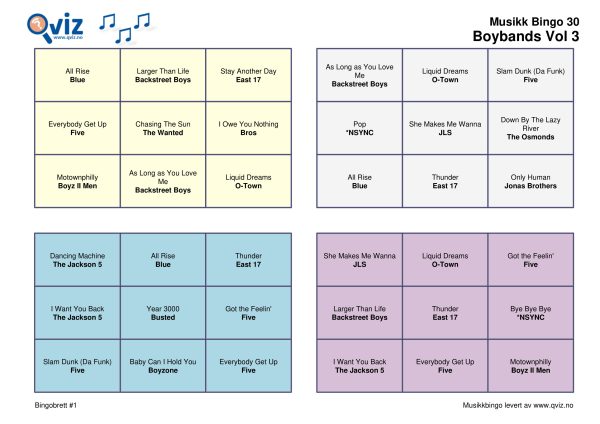 Boybands - Musikk Bingo - Bilde 6