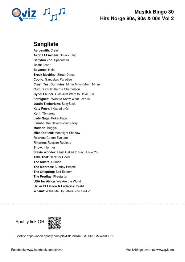 Hits Norge 80s, 90s & 00s - Musikk Bingo - Bilde 5